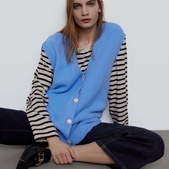 Zara Blue Crystal Vest - Picture 2 of 5